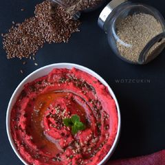 A picture of Beetroot humus.