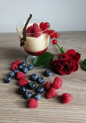 Une photo de Flan coulis Framboises