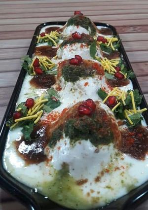 A picture of Stuffed dahi vada from leftover bread and aloo.