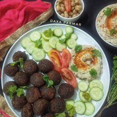 A picture of Nonfried Falafel With Hummus.