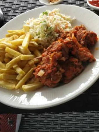 Easy Steps to Make Recipe Chips,coleslaw and sauced meat that is Delicious, Addictive}