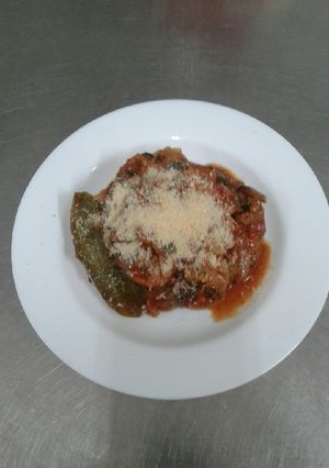 Una foto de Lasaña de zapallo italiano y berenjena