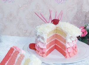 Foto resep 182. Ombre Cake Pinky Lovers (Bolu Kukus)