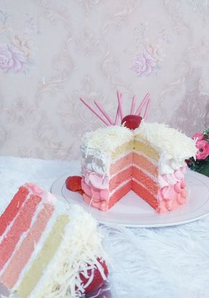 Foto resep 182. Ombre Cake Pinky Lovers (Bolu Kukus)