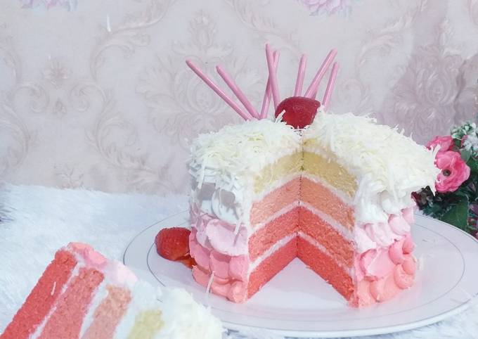 182. Ombre Cake Pinky Lovers (Bolu Kukus)