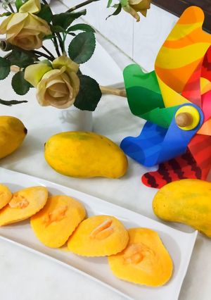 A picture of Frozen mango yoghurt bites/ 3 ingredients mango dessert.