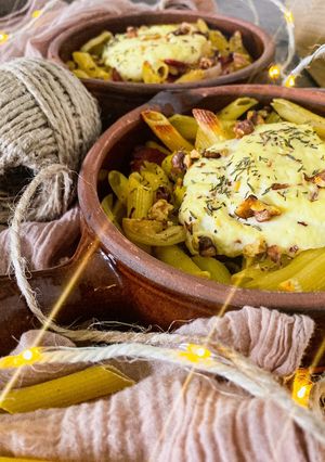 Une photo de Gratin de pâtes, poireaux et chorizo