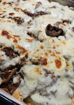 Una foto de Moussaka griega al horno