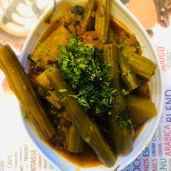 A picture of Drumsticks sambhar.