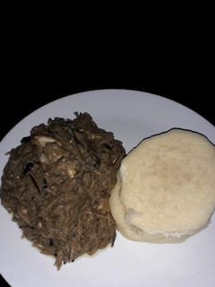 A picture of Boiled yam with ugba sauce.