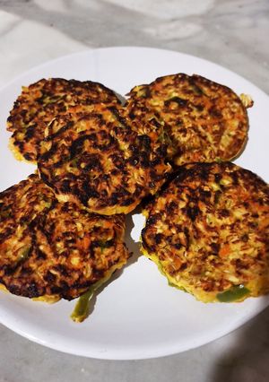 Une photo de Petite galette de légumes et flocons d'avoine