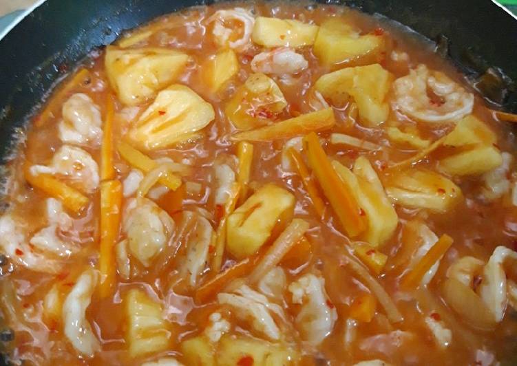 Langkah memasak Udang asam manis yang nikmat