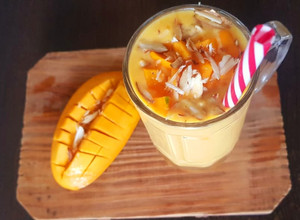 A picture of Alphonso mango shake.