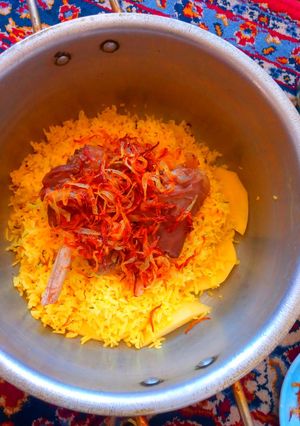 عکسی از دستور پلو پیاز با ماهیچه