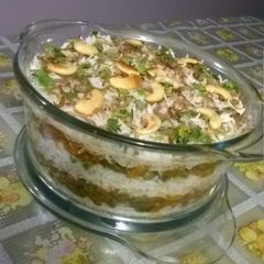 A picture of Layered veg biryani.
