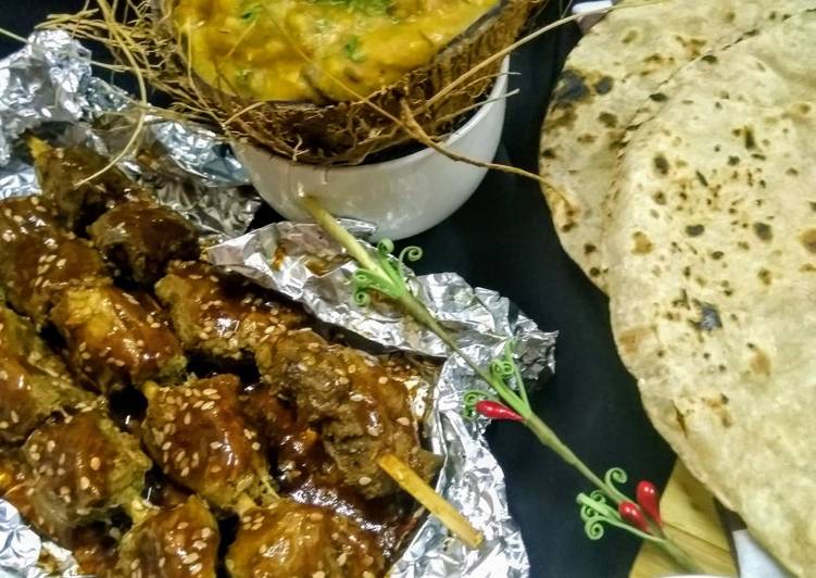 Recipe of Perfect Mix lentils with Arabic recipe and saucy Mutton boti