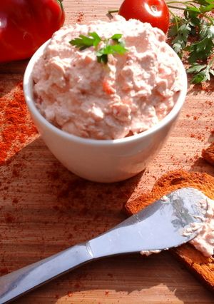 A picture of Kopanisti (Greek Cheese Spread).