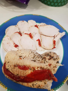 Una foto de Fiambre de pollo con pimiento rojo en Crockpot
