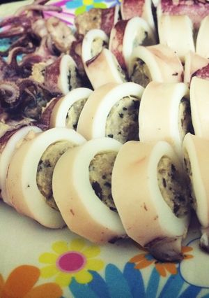 Hình của món Mực nhồi luộc.
