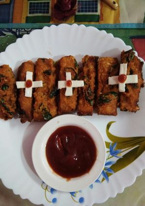 A picture of Red Lentils garlic bread sticks.