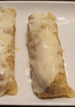 Una foto de Filloas rellenas de cocido y queso de Arzúa Ulloa