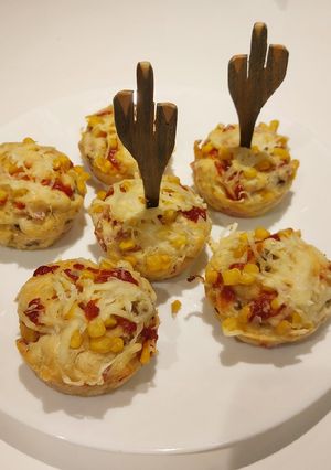 Una foto de Muffin salado con choclo, champiñón y jamón