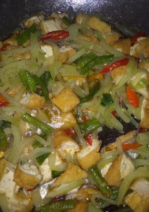 Foto resep Tumis lab Cang hu(labu kacang panjang tahu)