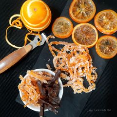 A picture of Candied Orange Peels and Candied Orange Slices.