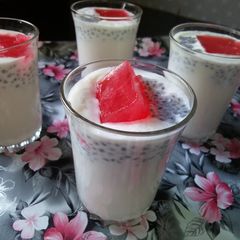 A picture of Milkshake with Rose syrup Ice Cubes#MykidsfavouriteDishContest.