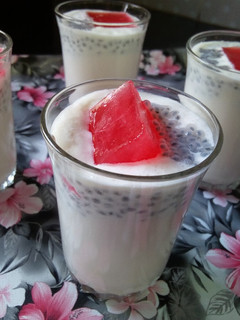 A picture of Milkshake with Rose syrup Ice Cubes#MykidsfavouriteDishContest.