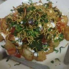 A picture of Idli chat with potato twist.