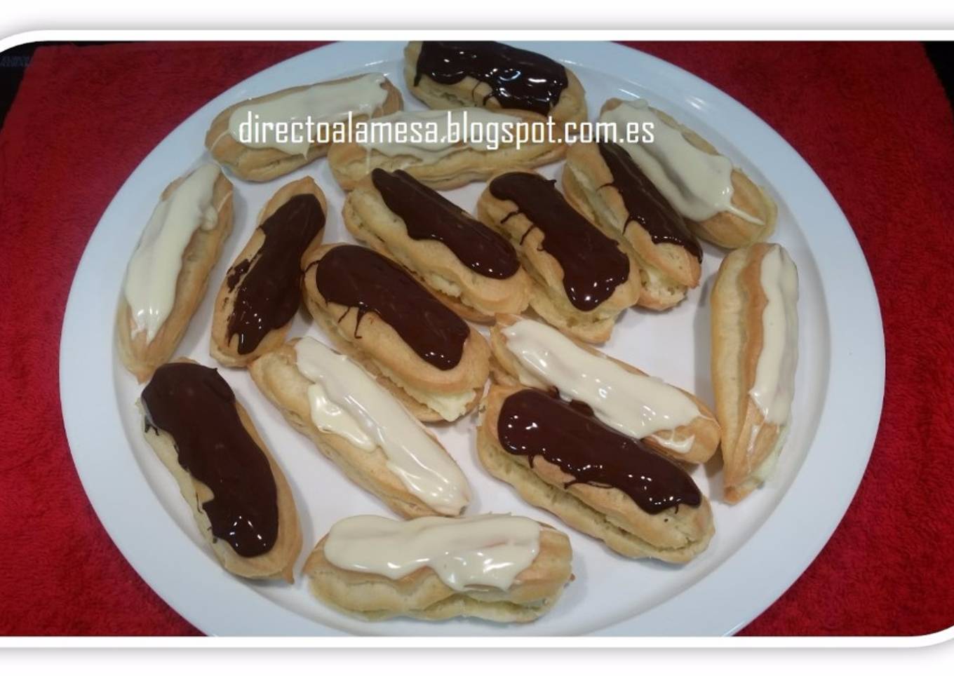 Eclairs de crema y chocolate