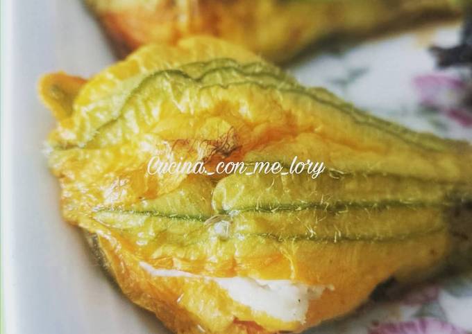 FIORI DI ZUCCA RIPIENI, AL FORNO😋