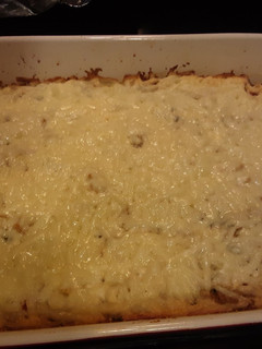 A picture of Cheesy chili spaghetti squash casserole.