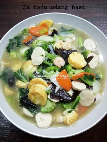 Cara Gampang Menyiapkan Ca udang tofu baso sayur simple, Lezat Sekali