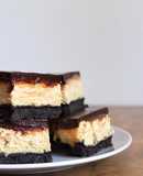 Oreo, chocolate and peanut butter cheesecake bars