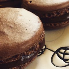 A picture of Chocolate Macarons.
