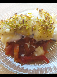 Una foto de Bacalao con almendras