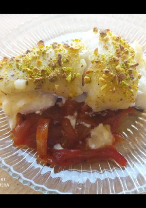 Una foto de Bacalao con almendras