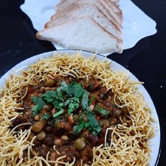 A picture of Sprouted mix pulses (sev usal with bread).