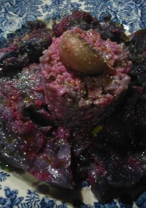 Una foto de Col lombarda con arroz morado