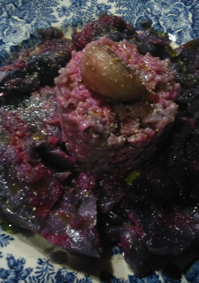 Una foto de Col lombarda con arroz morado
