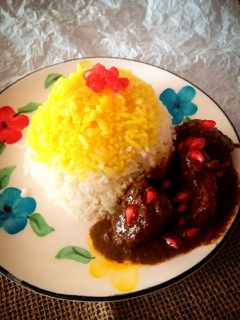 عکسی از دستور کته با خورشت فسنجون