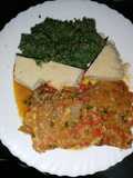 Seveve (pumpkin leaves), Ugali with Fish