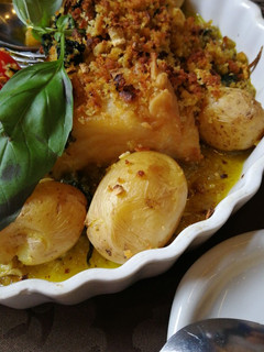 Una foto de Bacalao al horno con crujiente