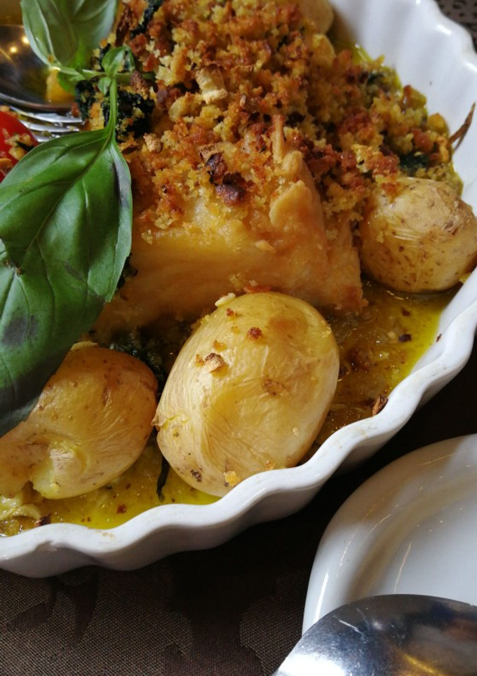 Una foto de Bacalao al horno con crujiente