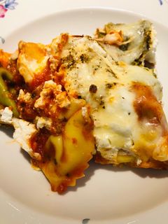 A picture of Baked Tortellini with Ricotta and Mozzarella cheese 🧀.