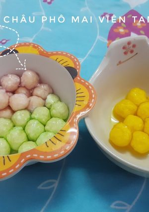 Hình của món Trân châu phô mai viên tam sắc.