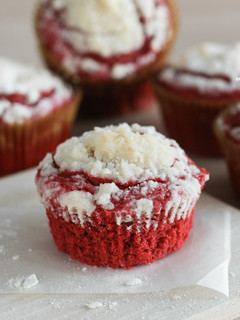 A picture of Red Velvet Crumb Muffin.