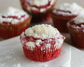 Ultimate Cooking Recipe Red Velvet Crumb Muffin Most Delicious